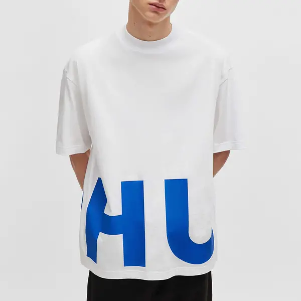 Image of HUGO Blue Nannavaro Oversized Cotton T-Shirt - M White Tops male 50509840-100 M