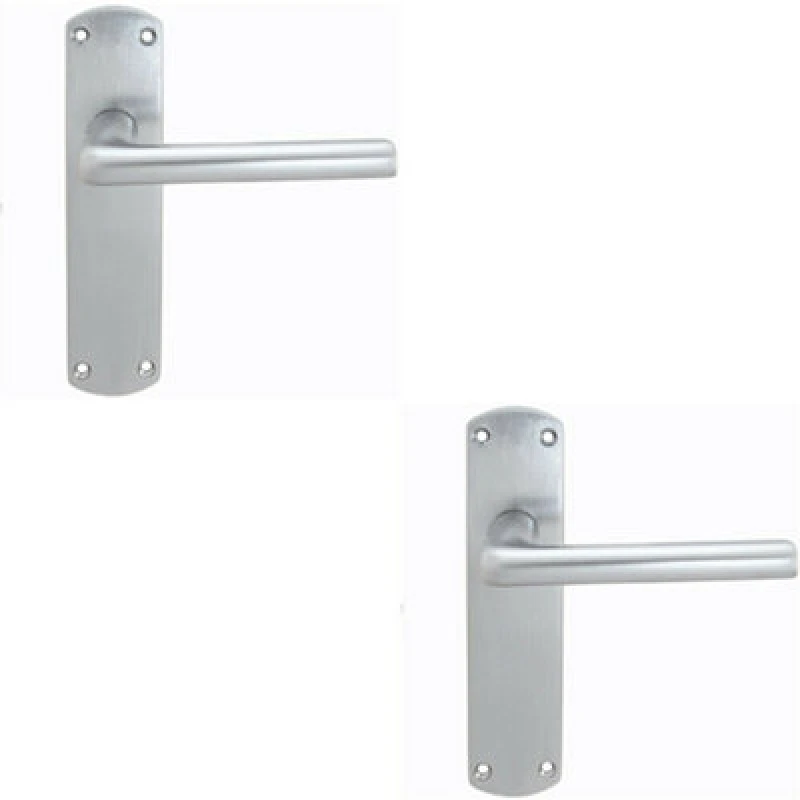 Image of Loops 2x Rounded Straight Bar Handle on Latch Backplate 170 x 42mm Satin Chrome Multi