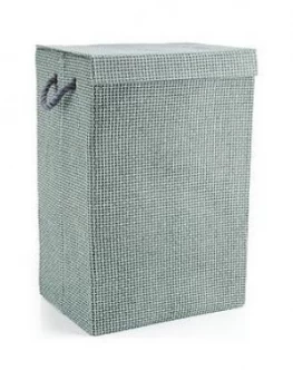 Image of Minky Laundry Hamper/Basket Grey Check In Canvas