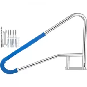 Image of VEVOR Pool Rail 55x32 Pool Railing 304 Stainless Steel 250LBS Load Capacity Silver Rustproof Pool Handrail Humanized Swimming Pool Handrail with Blue