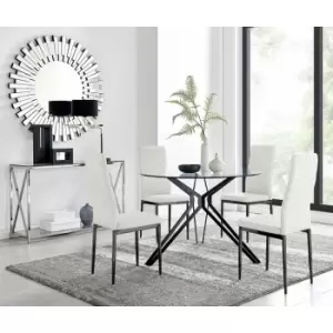 Image of Cascina Dining Table and 4 White Milan Black Leg Chairs - White