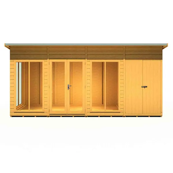 Image of Shire Lela 16ft x 6ft Summerhouse with Storage Shed LELS1606DSL-1AA