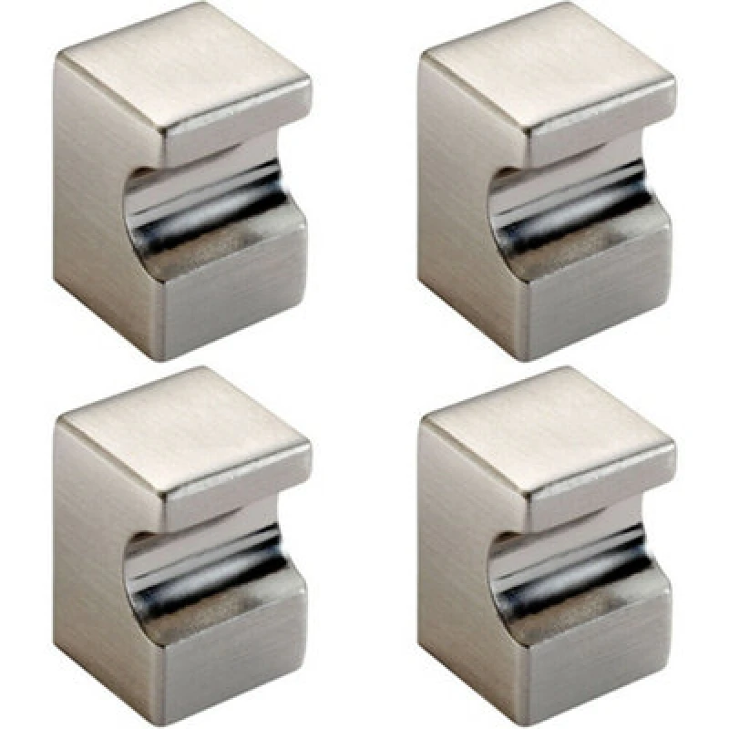 Image of Loops 4x Square Cupboard Door Knob 18 x 18mm 25mm Projection Satin Nickel Metallics unisex