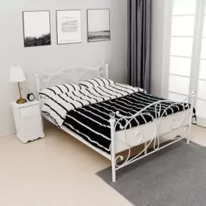 Image of White 4FT6 Double Metal Bed Frame With Crystal Finials Bedroom Furniture