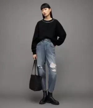 Image of AllSaints Womens Chain Relaxed Jumper, Black, Size: M