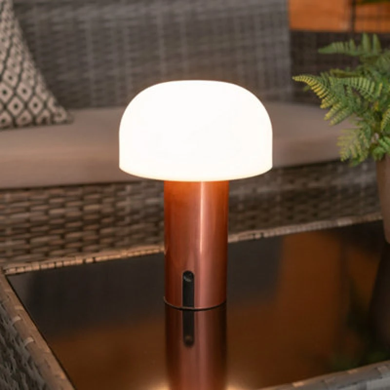Image of ValueLights Rechargeable Copper Touch Table Lamp LED Out/In Cordless Dimmer Light Copper