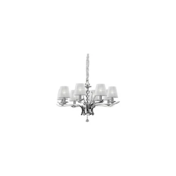 Image of Ideal Lux Pegaso - 8 Light Crystal Multi Arm Chandelier Chrome, White Finish, E14