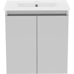 Image of Atlanta Slim Double Door Wall Hung Basin Unit With Basin Pearl 500mm in Grey MFC