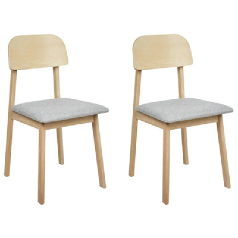 Image of Beliani Set Of 2 Dining Chairs Scandia Wood Light Grey
