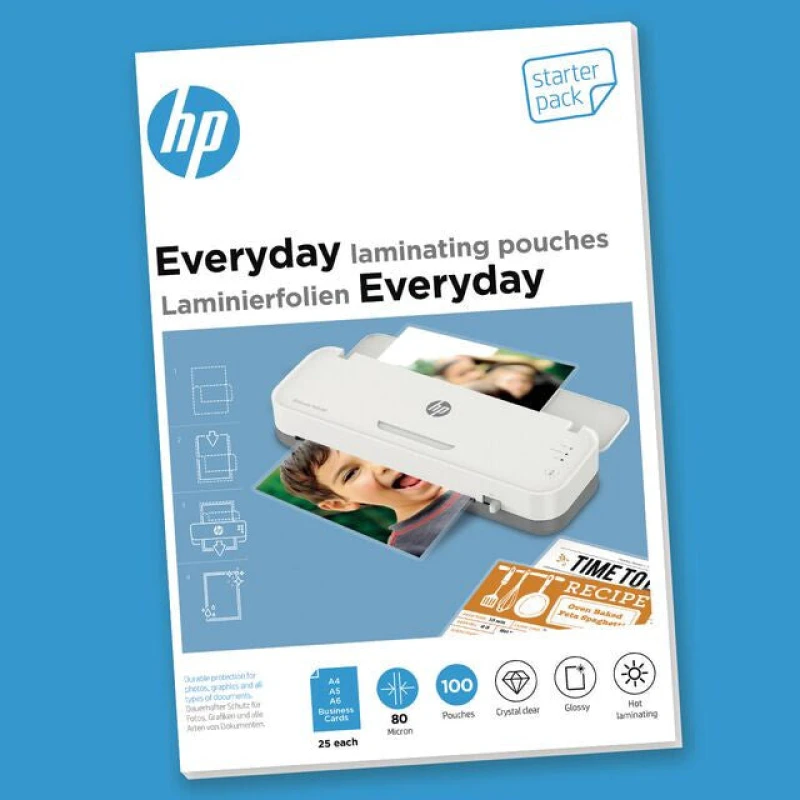 Image of HP Laminierfolien Everyday Starter Set 80 Micron - Business Cards - A4