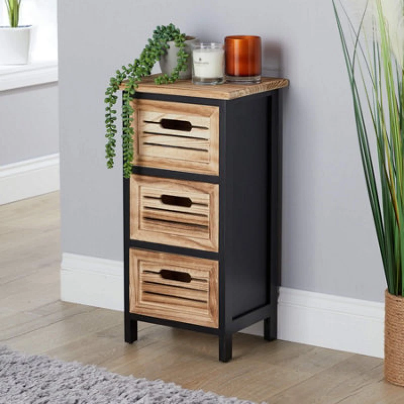 Image of Home Source Storage Chest With 3 Drawers Jet Black