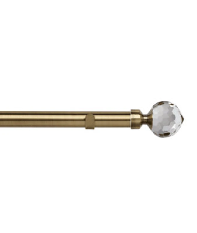Image of Unknown 28mm Fixed Length Metal Eyelet Curtain Pole Set In Antique Brass - Bella Finial, 80Cm