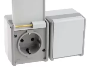 Image of Siemens Grey 2 Gang Plug Socket, 16A, Type F - German Schuko