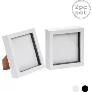 Image of 3D Box Photo Frames - 6 x 6' - White - Pack of 2 - Nicola Spring