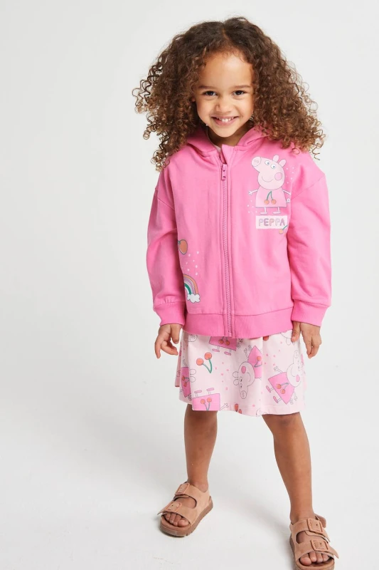Image of Brand Threads Peppa Pig Dress & Hoody in Pink Size: 3-4 Years Pink Unisex 3-4 Years