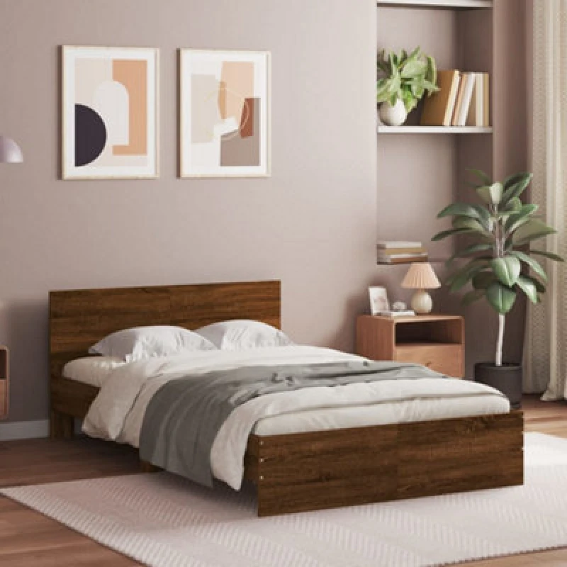 Image of Vidaxl Bed Frame Without Mattress Brown Oak 120X190 Cm Small Double
