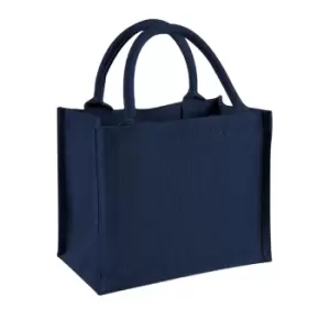 Image of Westford Mill Jute Mini Gift Bag (6 Litres) (Pack Of 2) (One Size) (Navy/Navy)