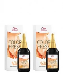 Image of Wella Wella Professionals Color Fresh Semi-Permanent Colour Dark Gold Red Blonde 75ml Duo Pack