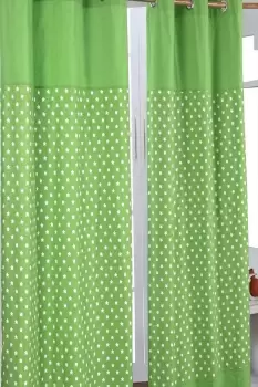 Image of Cotton Stars Green Ready Made Eyelet Curtain Pair
