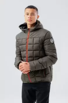 Image of HYPE KHAKI BAFFLED CASUAL KIDS JACKET