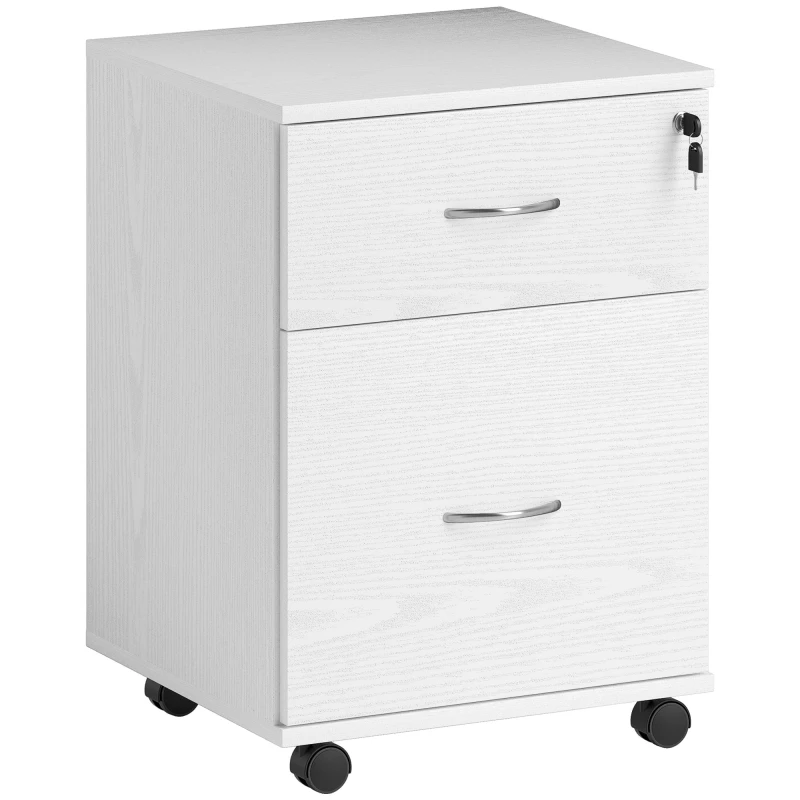 Image of HOMCOM Pedestal Office Mobile Filing Cabinet 2 Drawer - White TJ Hughes 5061025090358