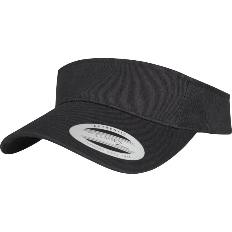 Image of Flexfit by Yupoong Curved Visor Cap in Black Unisex One Size