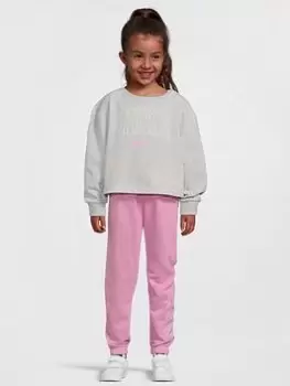 Image of Nike Kids Girls Sweatshirt - Light Grey, Light Pink, Size 6-7 Years, Women