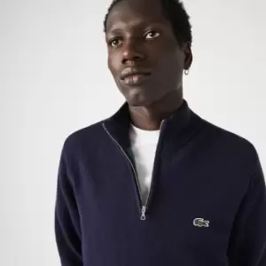 Image of Lacoste Mens Wool Trucker Sweater Size 4 - M Navy Blue