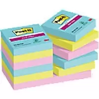 Image of Post-it Super Sticky Notes 622-12SS-COS 47.6 x47.6mm 90 Sheets Per Pad Green, Pink, Turquoise Square Plain Pack of 12