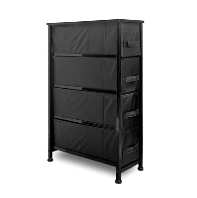 Image of Clarisworld 4 Narrow Chest Drawers Storage Tower Dresser - Wood Top, Sturdy Steel Frame, Organizer Unit For Bedroom, Hallway.