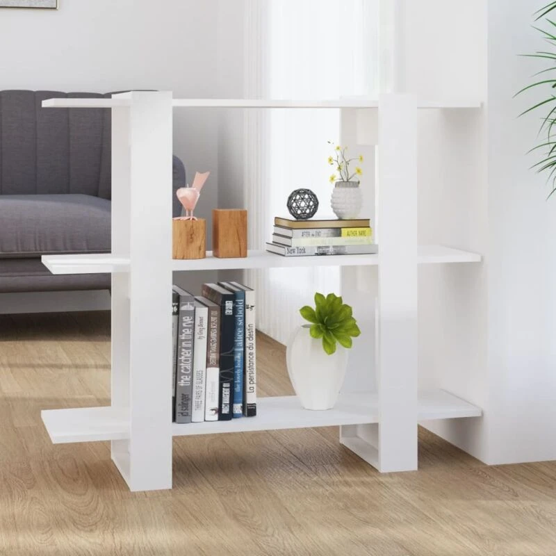 Image of VIDAXL Vidaxl - Book Cabinet/Room Divider High Gloss White 100x30x87cm 8720286842652