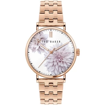 Image of Ted Baker Phylipa Peonia Watch Womens - Rose Gold/White