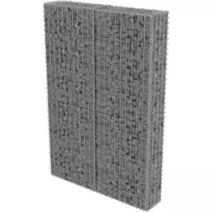 Image of Gabion Wall with Covers Galvanised Steel 100x20x150cm Vidaxl Silver