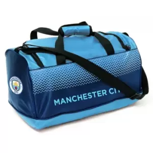 Image of Manchester City FC Official Fade Football Crest Holdall Bag (One Size) (Blue/Navy)