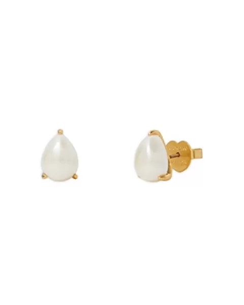 Image of kate spade new york Brilliant Statements Imitation Pearl Stud Earrings in Gold Tone