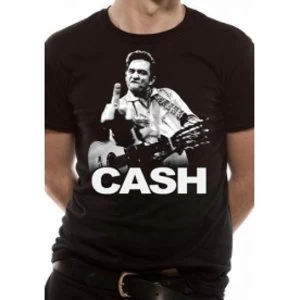 Image of Johnny Cash Finger T-Shirt Medium - Black