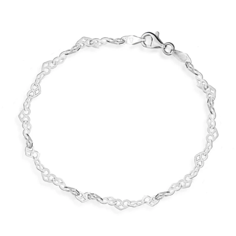 Image of Be You Sterling Silver Heart Link Bracelet Silver One Size