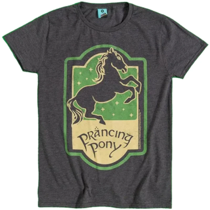 Image of The Lord of the Rings Mens Prancing Pony T-Shirt in Dark Grey Size: Medium Dark Grey Male M