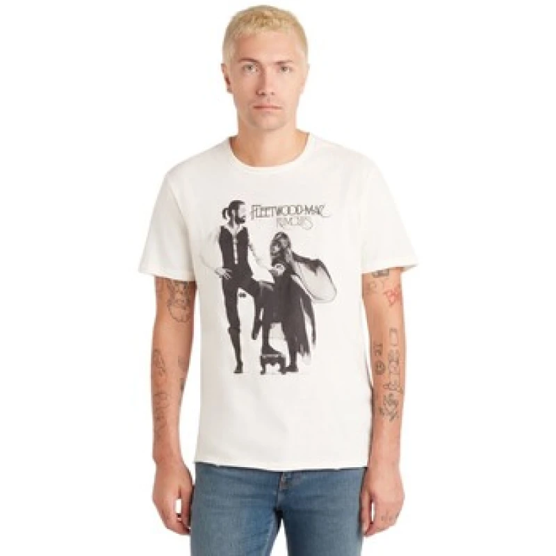 Image of Amplified Amplified Men Rumours Fleetwood Mac Vintage T-Shirt in White Size: Small White S Male 5063470960897