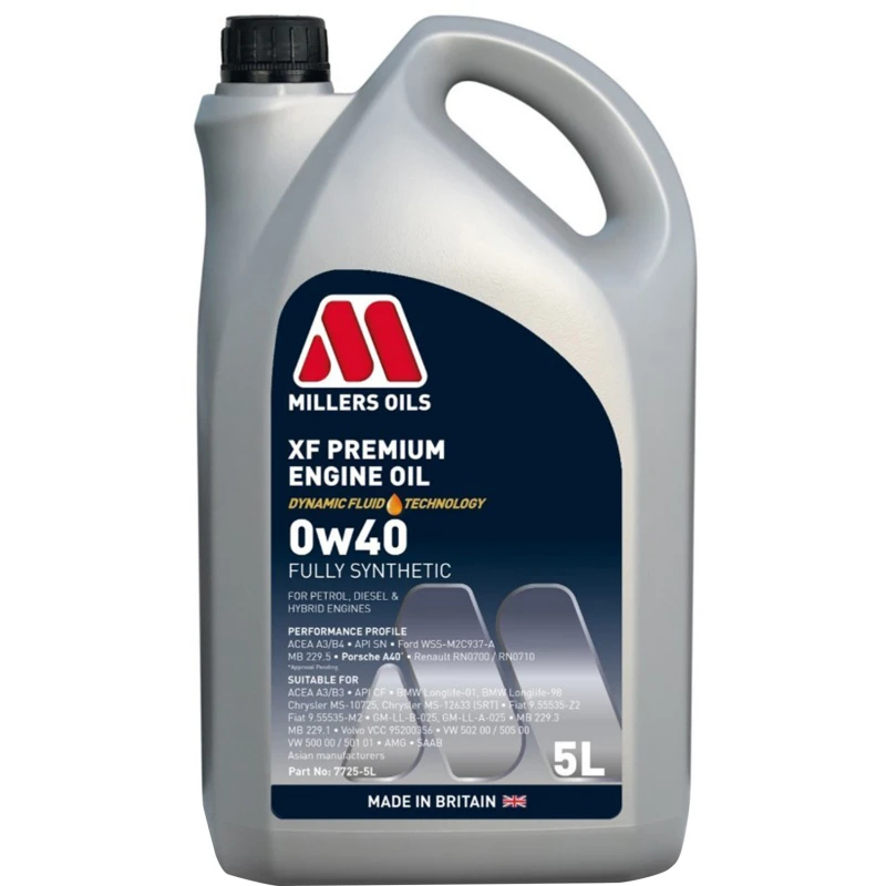 Image of MILLERS OILS 7725-5 Engine oil Capacity: 5l, 0W-40, Synthetic Oil Engine Oil (1862)