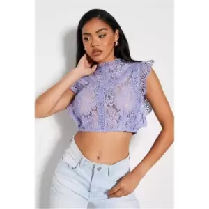 Image of I Saw It First Lilac Lace Frill Sleeveless Top - Purple