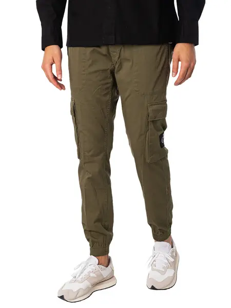 Image of Calvin Klein Jeans Skinny Washed Cargo Trousers Dusty Olive S