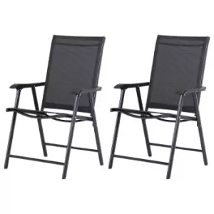 Image of Outsunny 2pc Garden Armchairs Outdoor Patio Folding Modern Furniture - Black