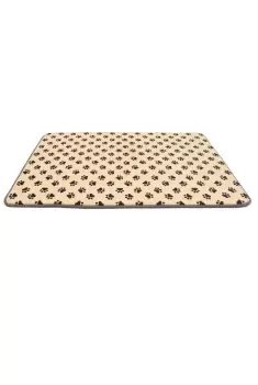 Image of 50 x 80 Cream Memory Foam Paw Print Pet Mat