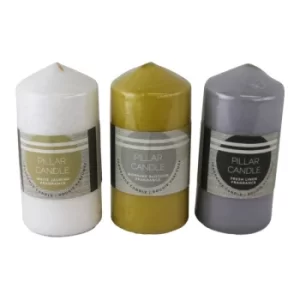 Image of Set of 3 Multi Coloured & Fragranced Abstract Pillar Candles, Large