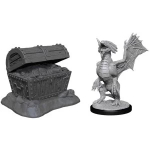 Image of D&D Nolzur's Marvelous Miniatures (W13) Bronze Dragon Wyrmling&Pile of SeaFound Treasure