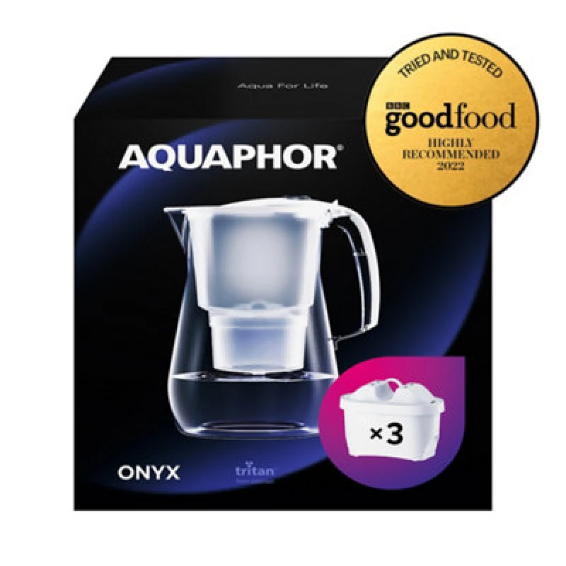 Image of Aquaphor Onyx Water Filter Jug 4.2L, For Reduction Of Limescale, Chlorine. Includes 3 X Maxfor+ Filter Cartridges
