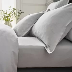 Image of Bedeck of Belfast Fine Linens Muro Double Fitted Sheet, Grey