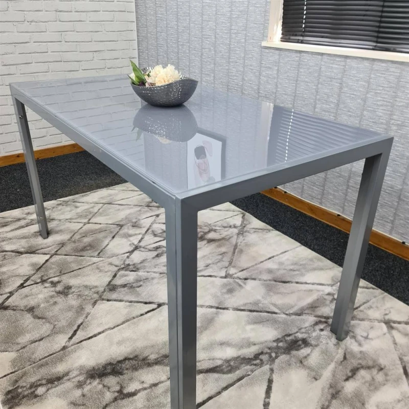 Image of KOSY KOALA Dining Table Grey Glass Kitchen Place for 4 Seats, Dining Table Only (Grey H 75 x L 120 x W 70 cm) All Grey 120 table