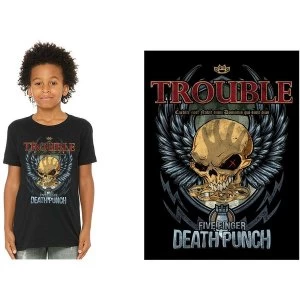 Image of Five Finger Death Punch - Trouble Kids 7 - 8 Years T-Shirt - Black